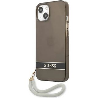 Guess GUHCP13SHTSGSK iPhone 13 mini kemény hátlap tok + csuklópánt - fekete/átlátszó