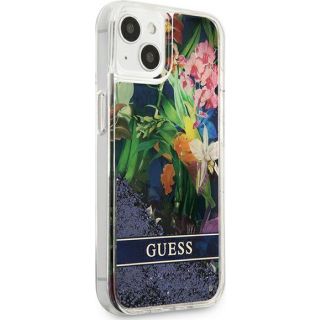 Guess Flower Liquid GUHCP13SLFLSB iPhone 13 mini szilikon hátlap tok - zöld/virágos
