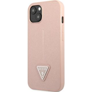 Guess Saffiano Triangle GUHCP13SPSATLP iPhone 13 mini bőr hátlap tok - rózsaszín