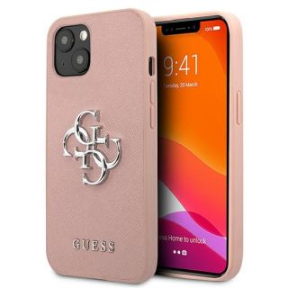 Guess Saffiano 4G GUHCP13SSA4GSPI iPhone 13 mini bőr hátlap tok - rózsaszín