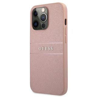 Guess Saffiano Stripe GUHCP13XPSASBPI iPhone 13 Pro Max bőr hátlap tok - rózsaszín