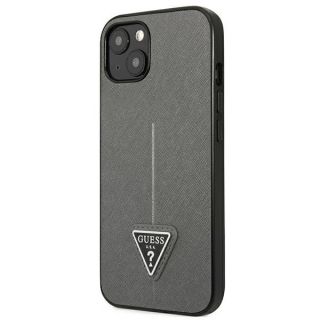 Guess Saffiano Triangle GUHCP14MPSATLG iPhone 14 Plus bőr hátlap tok - ezüst