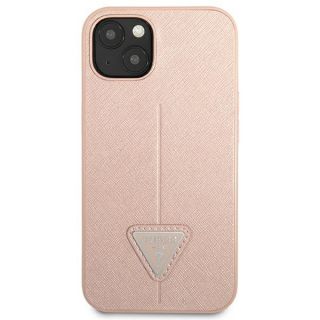 Guess Saffiano Triangle GUHCP14SPSATLP iPhone 14 bőr hátlap tok - rózsaszín