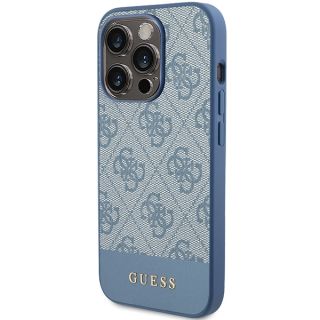 Guess GUHCP15LG4GLBL iPhone 15 Pro bőr hátlap tok - kék