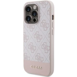 Guess GUHCP15LG4GLPI iPhone 15 Pro bőr hátlap tok - rózsaszín