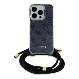 Guess GUHCP15LHC4SEK iPhone 15 Pro kemény hátlap tok + nyakpánt - fekete