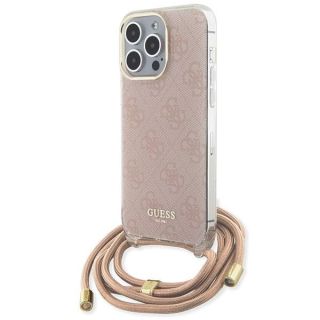 Guess GUHCP15LHC4SEP iPhone 15 Pro kemény hátlap tok + nyakpánt - rózsaszín