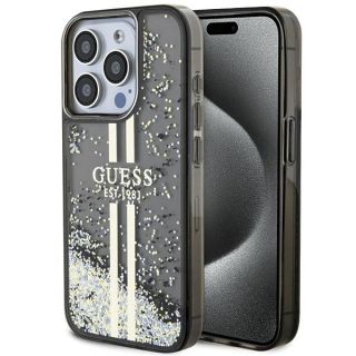 Guess GUHCP15LLFCSEGK iPhone 15 Pro kemény hátlap tok - csillámos/fekete