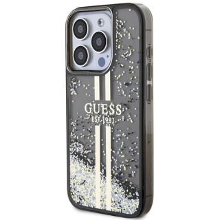 Guess GUHCP15LLFCSEGK iPhone 15 Pro kemény hátlap tok - csillámos/fekete