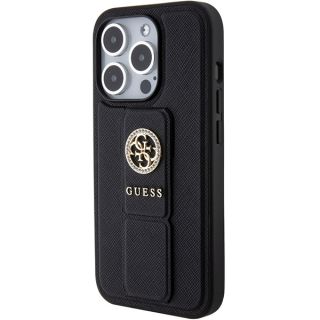 Guess GUHCP15LPGSSADK iPhone 15 Pro bőr hátlap tok + kitámasztó - fekete