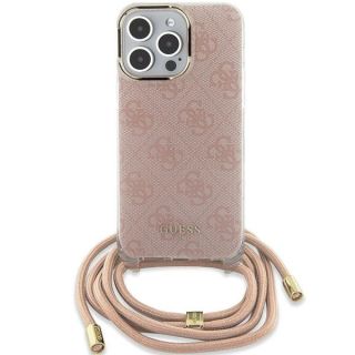 Guess GUHCP15SHC4SEP iPhone 14 / 15 kemény hátlap tok + nyakpánt - rózsaszín