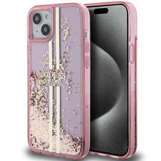 Guess GUHCP15SLFCSEGP iPhone 13 / 14 / 15 kemény hátlap tok - csillámos/rózsaszín