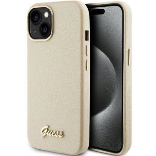 Guess GUHCP15SPGMCSD iPhone 15 szilikon hátlap tok - arany/csillámos