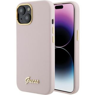 Guess GUHCP15SSMBSLP iPhone 15 szilikon hátlap tok - rózsaszín