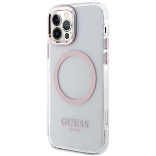 Guess GUHMP12MHTRMP MagSafe iPhone 12 / 12 Pro kemény hátlap tok - rózsaszín