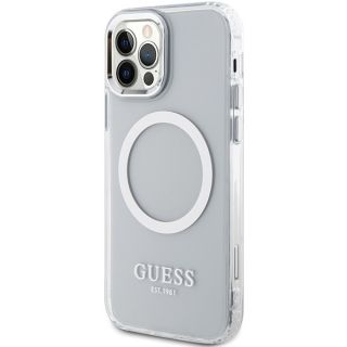 Guess GUHMP12MHTRMS MagSafe iPhone 12 / 12 Pro kemény hátlap tok - ezüst
