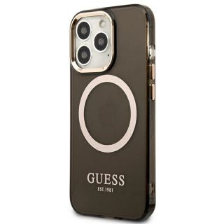 Guess Gold Outline GUHMP13LHTCMK MagSafe iPhone 13 Pro kemény hátlap tok - fekete