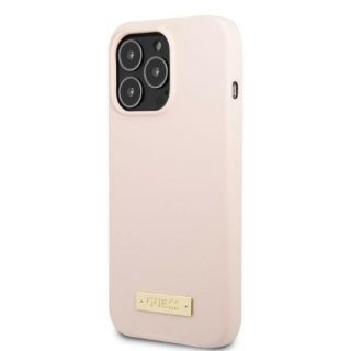Guess Plate GUHMP13XSPLP MagSafe iPhone 13 Pro Max szilikon hátlap tok - rózsaszín