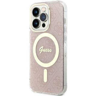 Guess GUHMP14LH4STP MagSafe iPhone 14 Pro kemény hátlap tok - rózsaszín