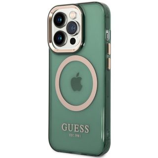 Guess GUHMP14LHTCMA MagSafe iPhone 14 Pro kemény hátlap tok - zöld