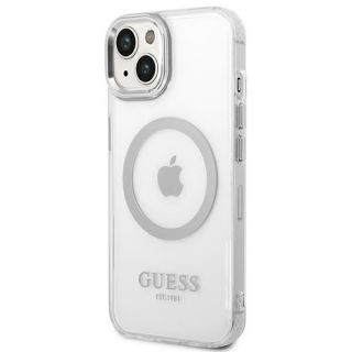 Guess Metal Outline GUHMP14MHTRMS MagSafe iPhone 14 Plus kemény hátlap tok - ezüst