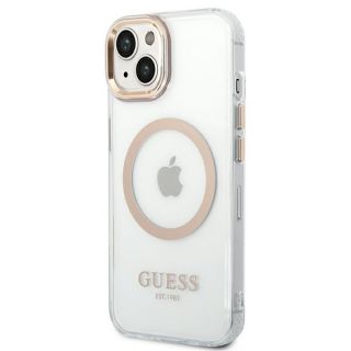 Guess Metal Outline GUHMP14SHTRMD MagSafe iPhone 14 kemény hátlap tok - arany