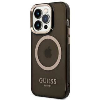 Guess Gold Outline GUHMP14XHTCMK MagSafe iPhone 14 Pro Max kemény hátlap tok - fekete