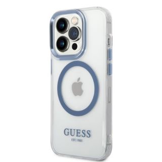 Guess Metal Outline GUHMP14XHTRMB MagSafe iPhone 14 Pro Max kemény hátlap tok - kék