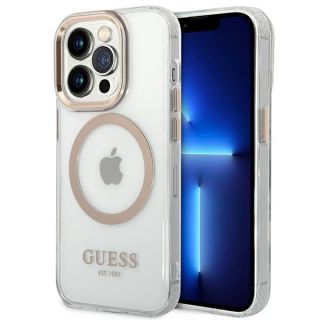 Guess GUHMP14XHTRMD MagSafe iPhone 14 Pro Max kemény hátlap tok - arany/átlátszó