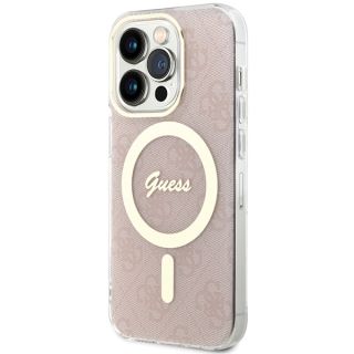 Guess GUHMP15LH4STP MagSafe iPhone 15 Pro kemény hátlap tok - rózsaszín