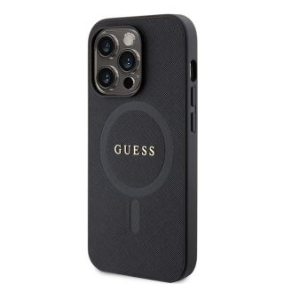 Guess GUHMP15LPSAHMCK MagSafe iPhone 15 Pro bőr hátlap tok - fekete