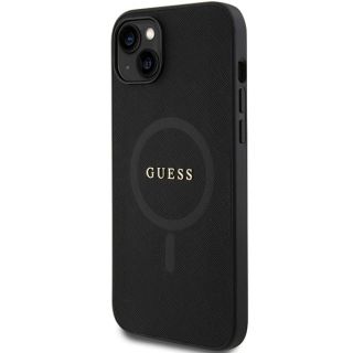 Guess GUHMP15MPSAHMCK MagSafe iPhone 14 Plus / 15 Plus bőr hátlap tok - fekete