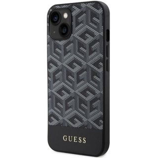 Guess GUHMP15SHGCFSEK MagSafe iPhone 13 / 14 / 15 bőr hátlap tok - fekete