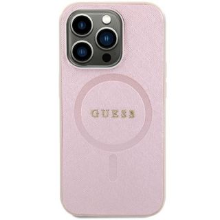 Guess GUHMP15SPSAHMCP MagSafe iPhone 15 bőr hátlap tok - rózsaszín