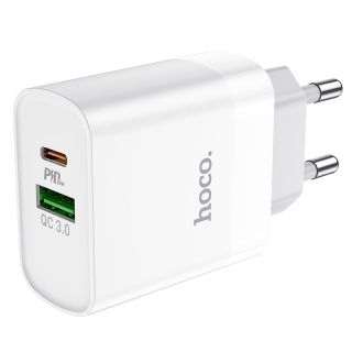 Hoco C80A USB-C + USB-A QC3.0 USB hálózati töltő adapter 20W