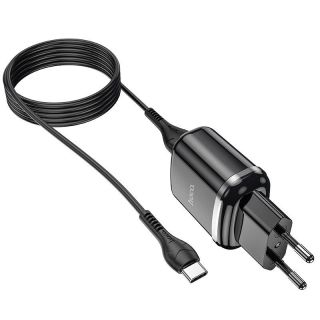 Hoco Dual Ports Set 2xUSB hálózati töltő adapter + USB-C kábel 12W - fekete
