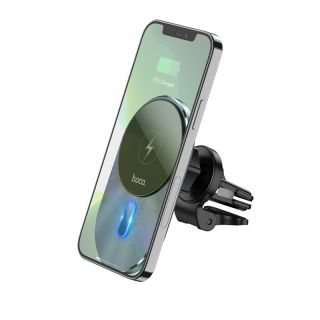 Hoco CA91 Magsafe iPhone mágneses autós tartó és Qi töltő - szellőzőrácsos