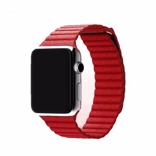 iKi Apple Watch 45mm / 44mm / 42mm / Ultra 49mm Bőr Loop szíj - piros