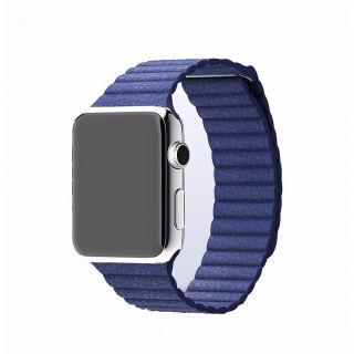 iKi Apple Watch 45mm / 44mm / 42mm Bőr Loop szíj - kék
