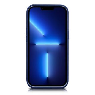 iCarer MagSafe iPhone 14 Plus bőr hátlap tok - kék