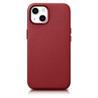 iCarer MagSafe iPhone 14 Plus bőr hátlap tok - piros