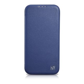 iCarer CE Premium Folio MagSafe iPhone 14 Pro Max kinyitható bőr tok - kék