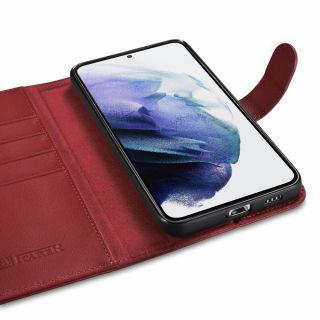 iCarer Haitang Wallet Samsung Galaxy S22+ Plus kinyitható bőr tok - piros