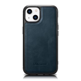 iCarer Oil Wax MagSafe iPhone 14 Plus bőr hátlap tok - kék