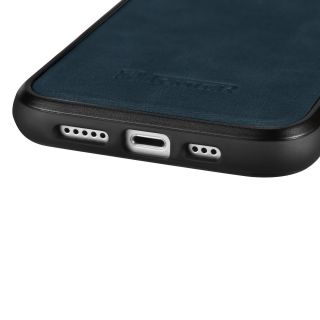 iCarer Oil Wax MagSafe iPhone 14 Plus bőr hátlap tok - kék