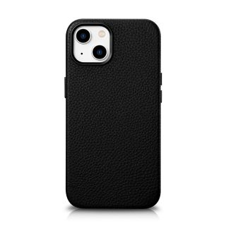 iCarer Litchi Premium MagSafe iPhone 14 bőr hátlap tok - fekete