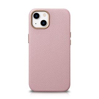 iCarer Litchi Premium MagSafe iPhone 14 bőr hátlap tok - rózsaszín