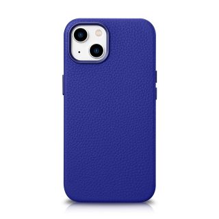 iCarer Litchi Premium MagSafe iPhone 14 Plus bőr hátlap tok - kék