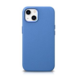 iCarer Litchi Premium MagSafe iPhone 14 Plus bőr hátlap tok - világoskék