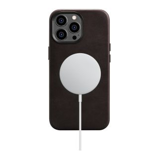 iCarer Oil Wax Premium MagSafe iPhone 14 Pro Max bőr hátlap tok - sötétbarna